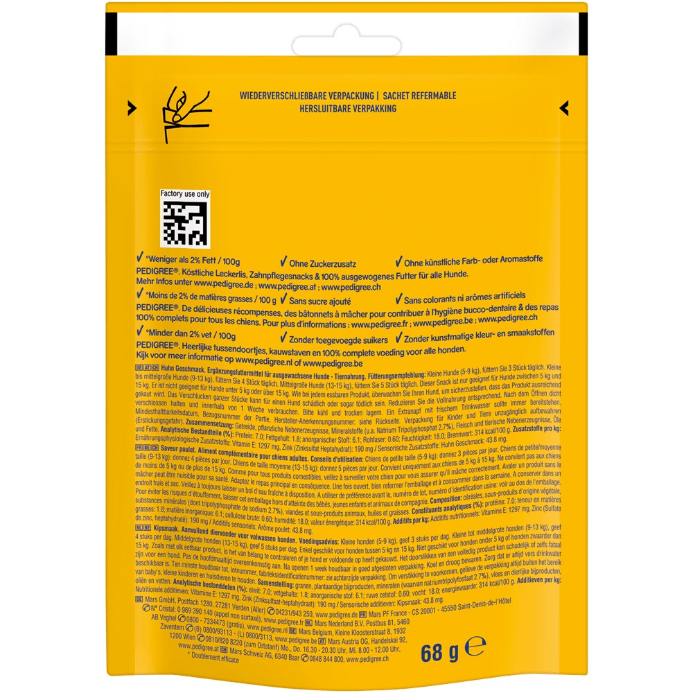 PEDIGREE® DENTASTIX™ CHEWY CHUNX™ mit Huhn Geschmack, Mini 5-15kg, 68g