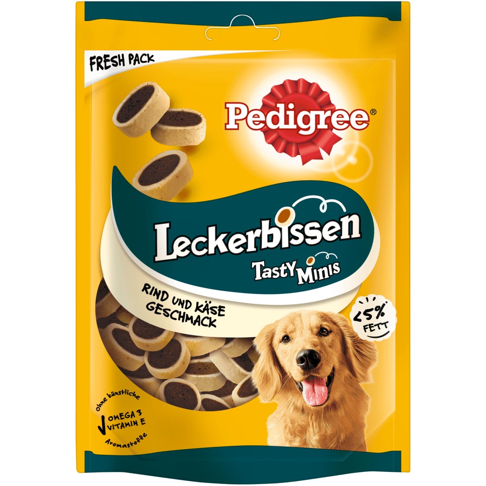 PEDIGREE® Leckerbissen Tasty Minis mit Rind & Käse Geschmack, 140g