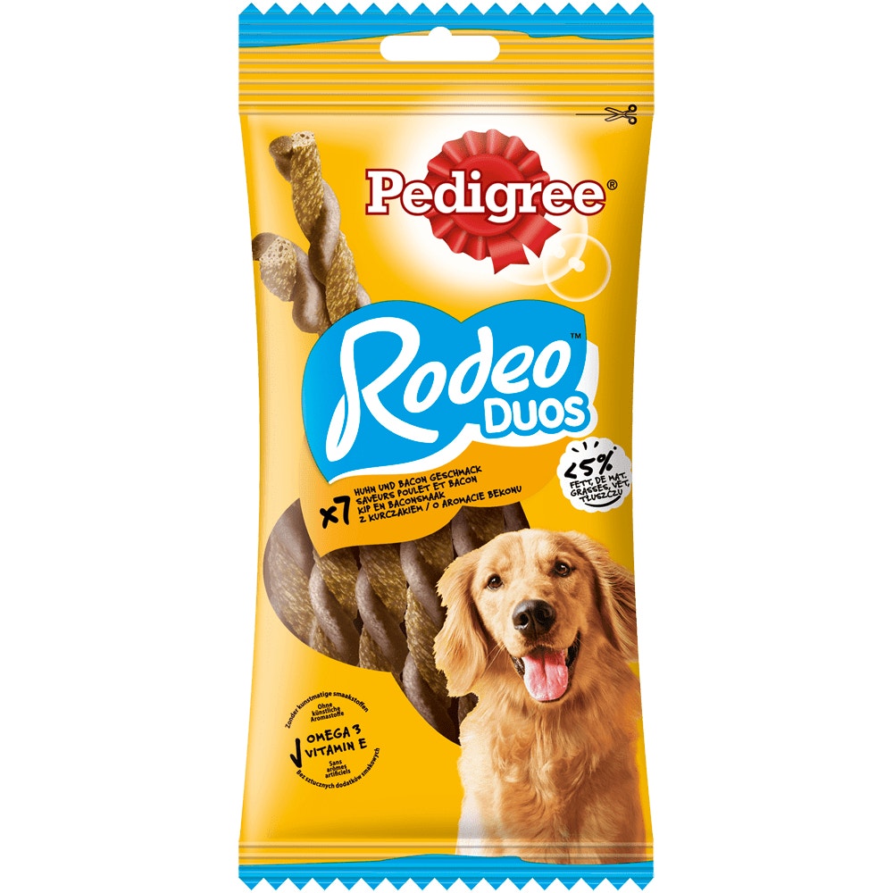 PEDIGREE® RODEO™ Duos mit Huhn und Bacon Geschmack, 7 Stück