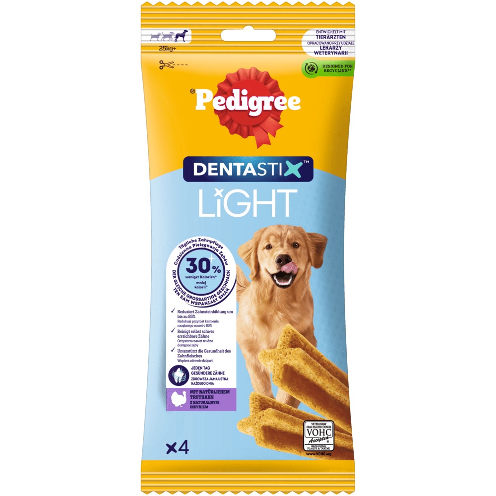 PEDIGREE® DENTASTIX™ LIGHT für große Hunde, 4 & 21 Stück