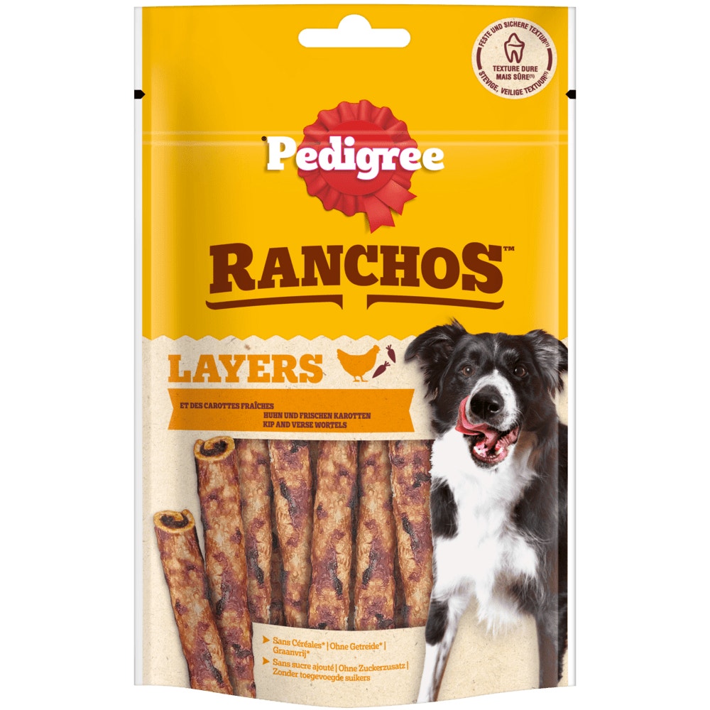 PEDIGREE® RANCHOS™ Layers mit Huhn & Karotten, 60g